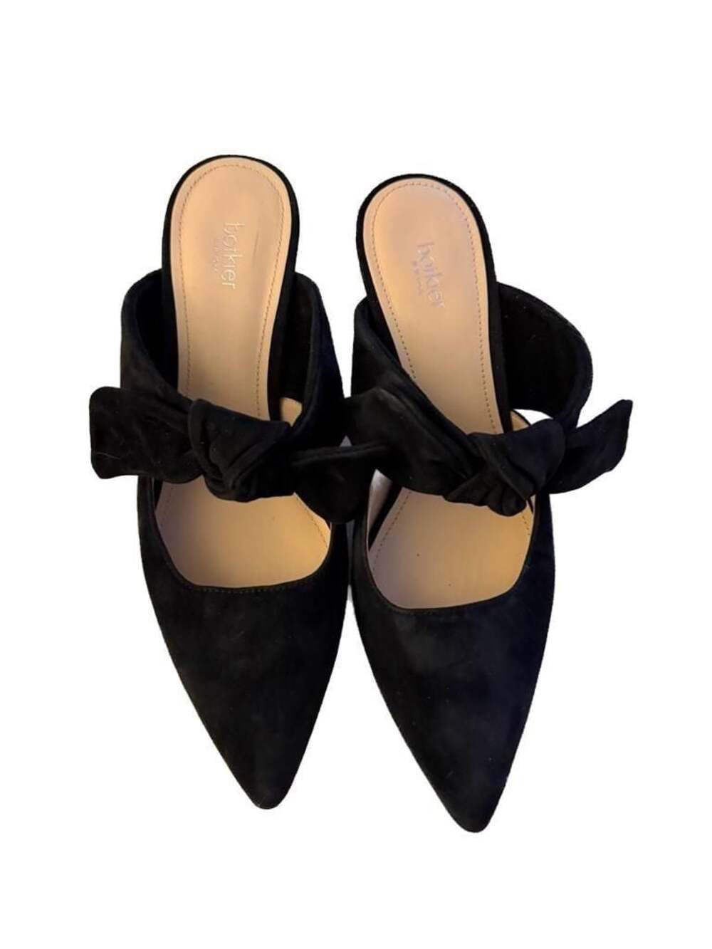 Botkier New York 'Pina' Black Suede Bow Kitten Heel Mules